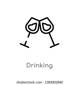 outline drinking vector icon. isolated black simple line element illustration from food concept. editable vector stroke drinking icon on white background