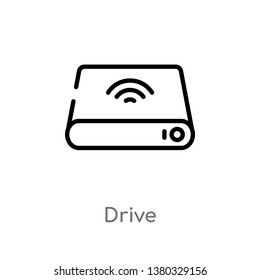 outline drive vector icon. isolated black simple line element illustration from electronic devices concept. editable vector stroke drive icon on white background