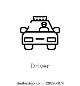 outline driver vector icon. isolated black simple line element illustration from job profits concept. editable vector stroke driver icon on white background