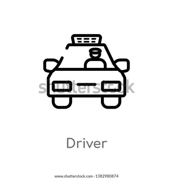 outline driver vector icon. isolated\
black simple line element illustration from job profits concept.\
editable vector stroke driver icon on white\
background