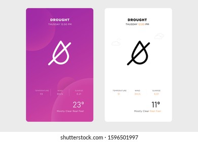outline drought icon design concept on white and purple backgrounds. vector weather icon and web element for mobile applications