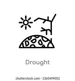 outline drought vector icon. isolated black simple line element illustration from meteorology concept. editable vector stroke drought icon on white background