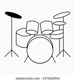 Outline drum set vector icon