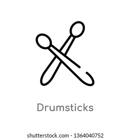 outline drumsticks vector icon. isolated black simple line element illustration from music concept. editable vector stroke drumsticks icon on white background