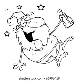 Outline Drunk Santa Clause