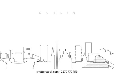 Outline Dublin skyline. Trendy template with Dublin buildings and landmarks in line style. Stock vector design. 