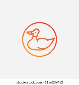 Outline duck icon,gradient illustration,vector animal sign symbol
