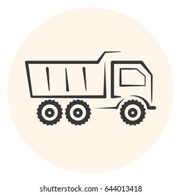 Outline dumper icon, simple dump track icon, transport symbol