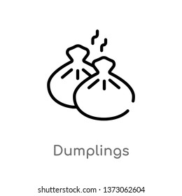 outline dumplings vector icon. isolated black simple line element illustration from culture concept. editable vector stroke dumplings icon on white background