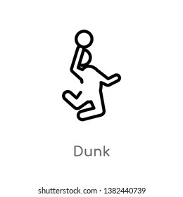 outline dunk vector icon. isolated black simple line element illustration from entertainment concept. editable vector stroke dunk icon on white background