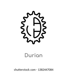 outline durian vector icon. isolated black simple line element illustration from fruits concept. editable vector stroke durian icon on white background