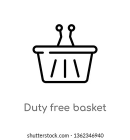 outline duty free basket vector icon. isolated black simple line element illustration from airport terminal concept. editable vector stroke duty free basket icon on white background