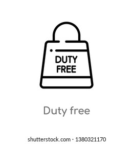 outline duty free vector icon. isolated black simple line element illustration from delivery and logistics concept. editable vector stroke duty free icon on white background