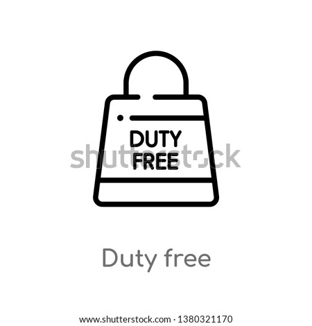 outline duty free vector icon. isolated black simple line element illustration from delivery and logistics concept. editable vector stroke duty free icon on white background