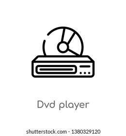 outline dvd player vector icon. isolated black simple line element illustration from electronic devices concept. editable vector stroke dvd player icon on white background