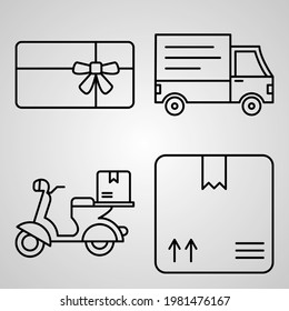 Outline E commerce Icons isolated on White Background
