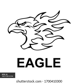 Outline of an eagle head in a trendy flat style that is isolated on a white background. Symbols for the design, logo and application of your website. Vector illustration