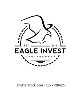 outline eagle logo simple black circle vintage stamp for business invest design template
