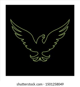 outline eagle with neon style, outline wings design.