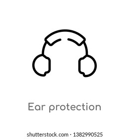 outline ear protection vector icon. isolated black simple line element illustration from maps and flags concept. editable vector stroke ear protection icon on white background