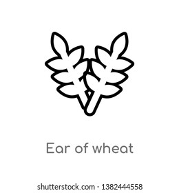 outline ear of wheat vector icon. isolated black simple line element illustration from food concept. editable vector stroke ear of wheat icon on white background