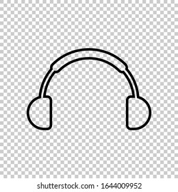 outline earphone icon flat vector on transparent background