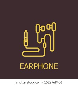 Outline earphone vector icon. Earphone illustration for web, mobile apps, design. Earphone vector symbol.