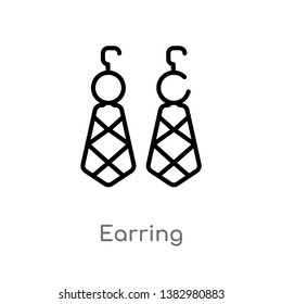 outline earring vector icon. isolated black simple line element illustration from jewelry concept. editable vector stroke earring icon on white background