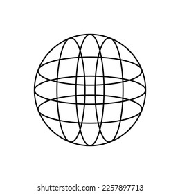Esbozar vector de abstracción de la tierra. Vista lineal vectorial del planeta. Icono de vector compuesto de elementos químicos o átomo.