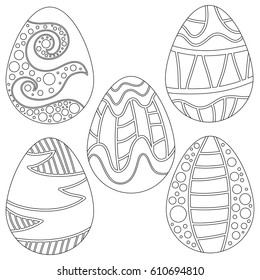 Outline Easter Egg Collection isolated over white background
