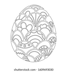 Outline Easter Eggs. Vector. Happy Easter icons in trendy linear style. Chicken egg. Doodle style. Coloring book for adult and child. for print fabrics, stickers, postcards, posters, banners, textile