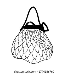 Outline Eco bag. Flat vector ecology illustration. Zero waste, reduce plastic concept.