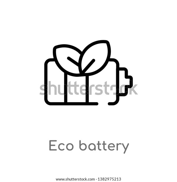 outline eco battery\
vector icon. isolated black simple line element illustration from\
general-1 concept. editable vector stroke eco battery icon on white\
background