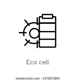 outline eco cell vector icon. isolated black simple line element illustration from ecology concept. editable vector stroke eco cell icon on white background