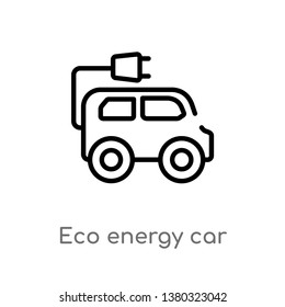 outline eco energy car vector icon. isolated black simple line element illustration from ecology concept. editable vector stroke eco energy car icon on white background