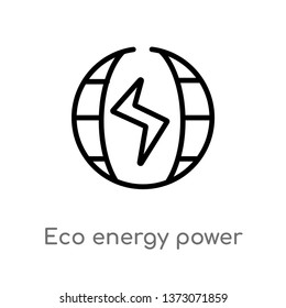 outline eco energy power vector icon. isolated black simple line element illustration from ecology concept. editable vector stroke eco energy power icon on white background