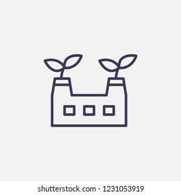 Outline eco factory icon illustration,vector leaf sign symbol