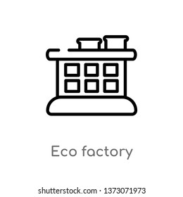 outline eco factory vector icon. isolated black simple line element illustration from ecology concept. editable vector stroke eco factory icon on white background