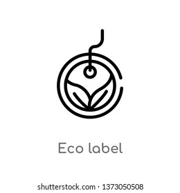 outline eco label vector icon. isolated black simple line element illustration from commerce concept. editable vector stroke eco label icon on white background