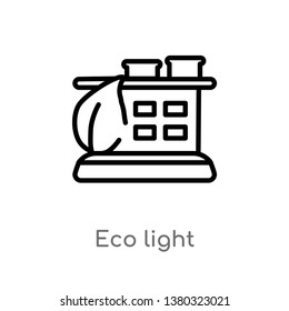 outline eco light vector icon. isolated black simple line element illustration from ecology concept. editable vector stroke eco light icon on white background