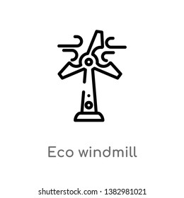 outline eco windmill vector icon. isolated black simple line element illustration from industry concept. editable vector stroke eco windmill icon on white background