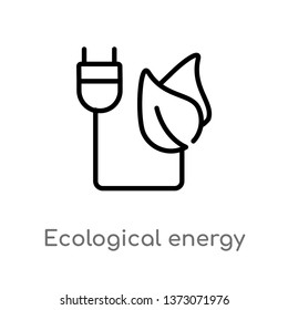 outline ecological energy source vector icon. isolated black simple line element illustration from ecology concept. editable vector stroke ecological energy source icon on white background