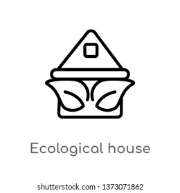 outline ecological house vector icon. isolated black simple line element illustration from ecology concept. editable vector stroke ecological house icon on white background