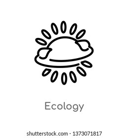 outline ecology vector icon. isolated black simple line element illustration from  concept. editable vector stroke ecology icon on white background