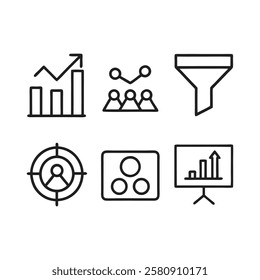 Outline E-Commerce Analytics and Reporting Icons for Business Insights