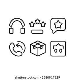 Outline E-Commerce and Customer Service Icons for Online Businesses