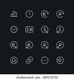 Outline ecommerce & finance vector icons for web and mobile. Thin 2 pixel stroke