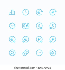 Outline ecommerce & finance vector icons for web and mobile. Thin 2 pixel stroke