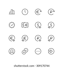 Outline ecommerce & finance vector icons for web and mobile. Thin 2 pixel stroke