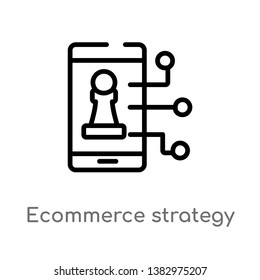 outline ecommerce strategy vector icon. isolated black simple line element illustration from general-1 concept. editable vector stroke ecommerce strategy icon on white background